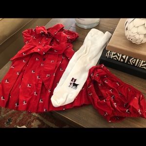 Janie and Jack Boston Terrier dress set 3-6 month